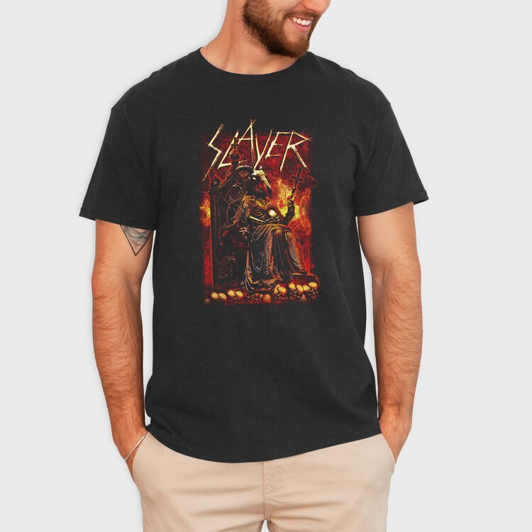Slayer Skull Flames Crosses 2, Tricou Barbati (Unisex)