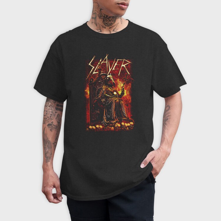 Slayer Skull Flames Crosses 2, Tricou Barbati (Unisex)