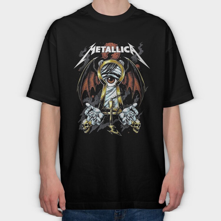 Metallica Eyes Flames Guitarist, Tricou Oversize Barbati (Unisex)