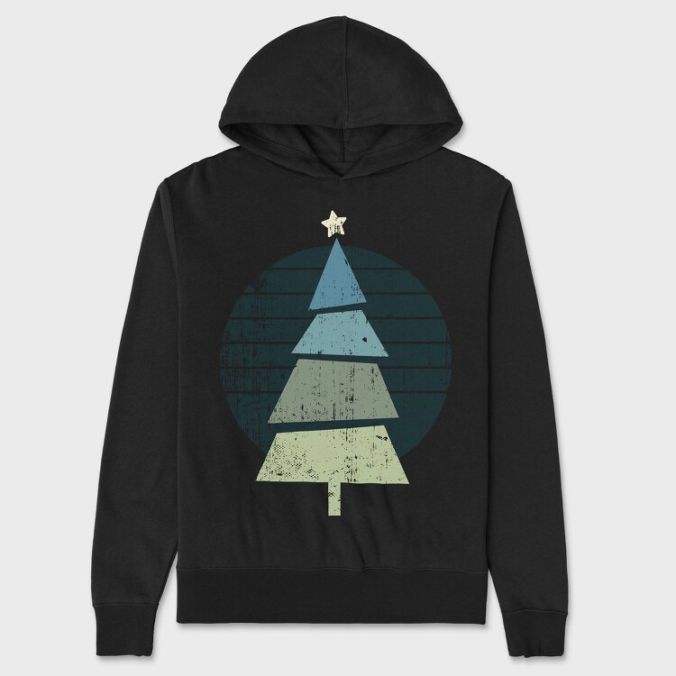 Retro Christmas Tree, Hanorac Oversize Barbati (Unisex)