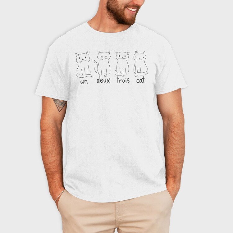 Cat French Quote, Tricou Barbati (Unisex)