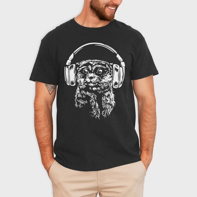 Headphones Meerkat, Tricou Barbati (Unisex)