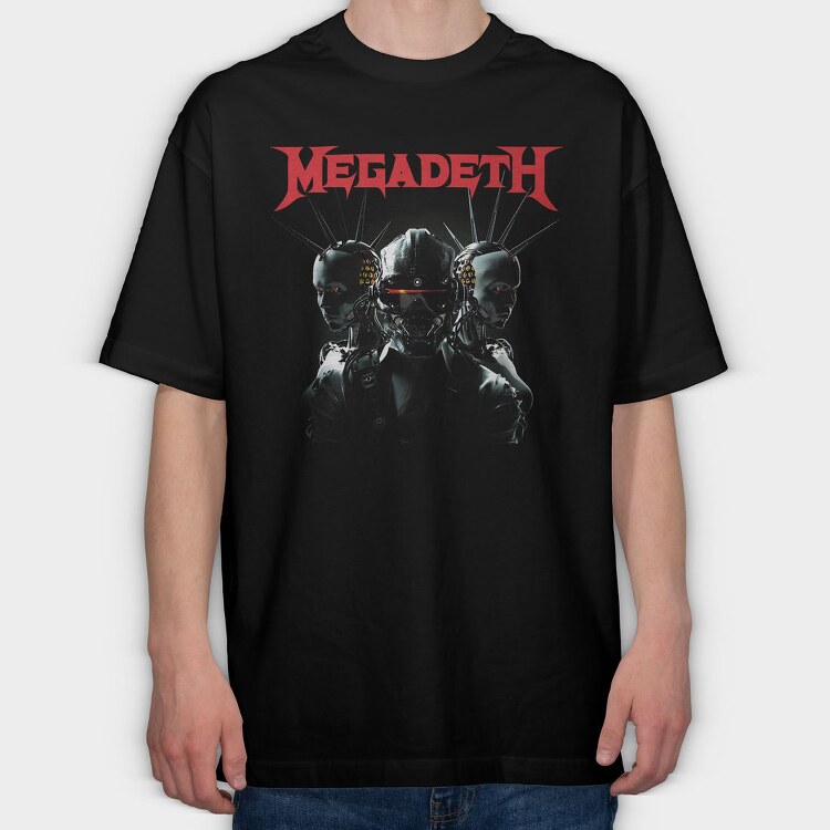 Megadeth Robot Face Eyes 2, Tricou Oversize Barbati (Unisex)