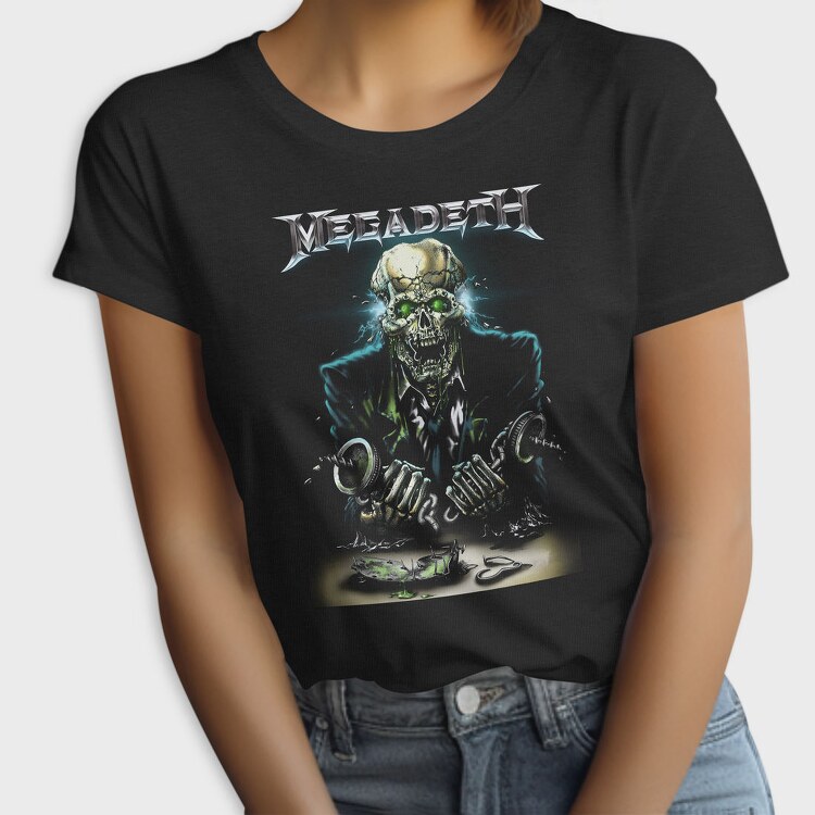 Megadeth Skull Planet Flames 2, Tricou Femei