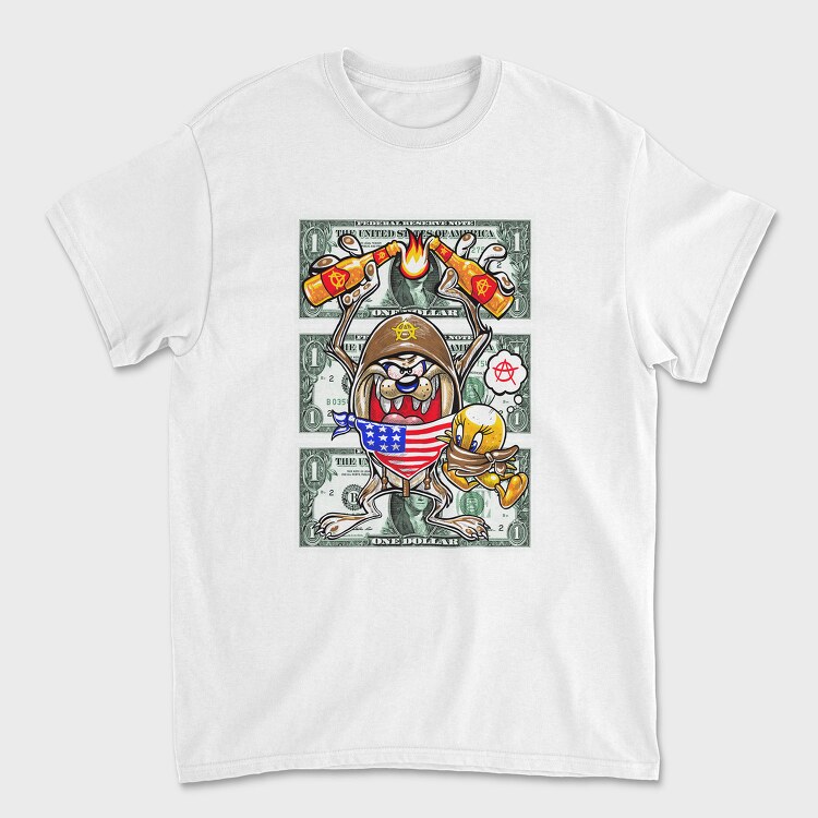 Daffy Duck Money Anarchy Urban Art, Tricou Barbati (Unisex)