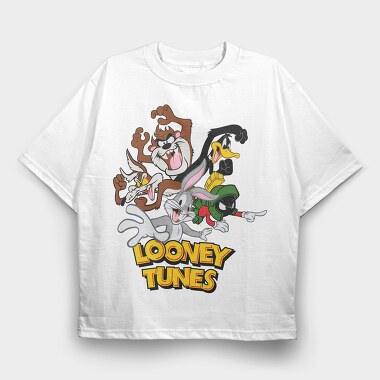 Looney Tunes Party Ride, Tricou Oversize Barbati (Unisex)