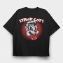 Stray Cats Red Eyes Animal Eyes, Tricou Oversize Barbati (Unisex)