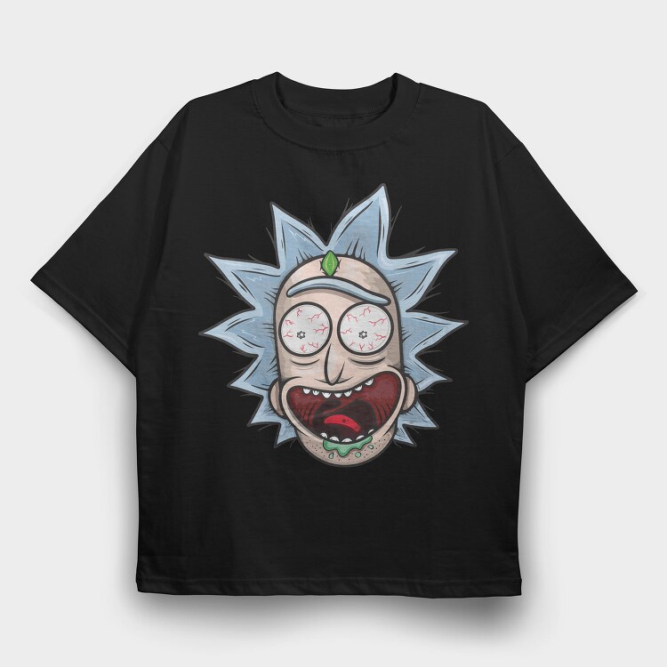 Zombie Rick Morty Eyes Blood, Tricou Oversize Barbati (Unisex)