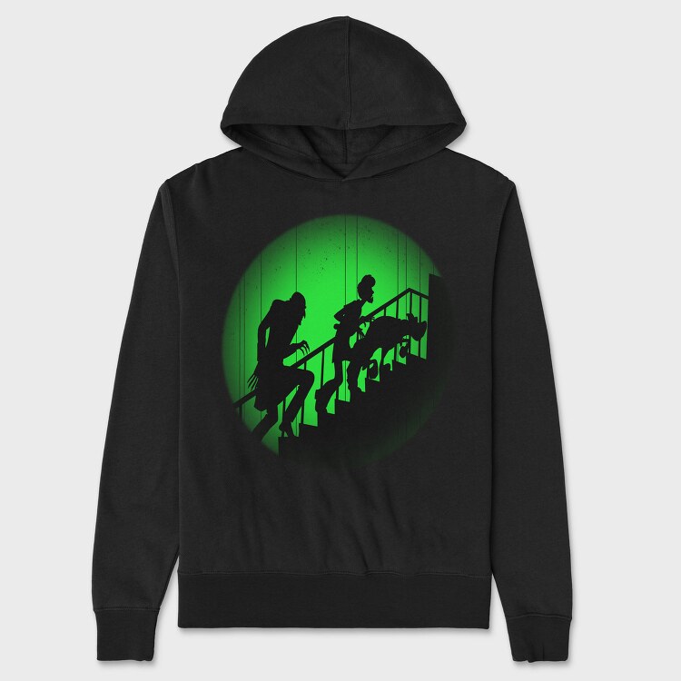 Zombie Walking Stairs Ghoul Green Light, Hanorac Oversize Barbati (Unisex)