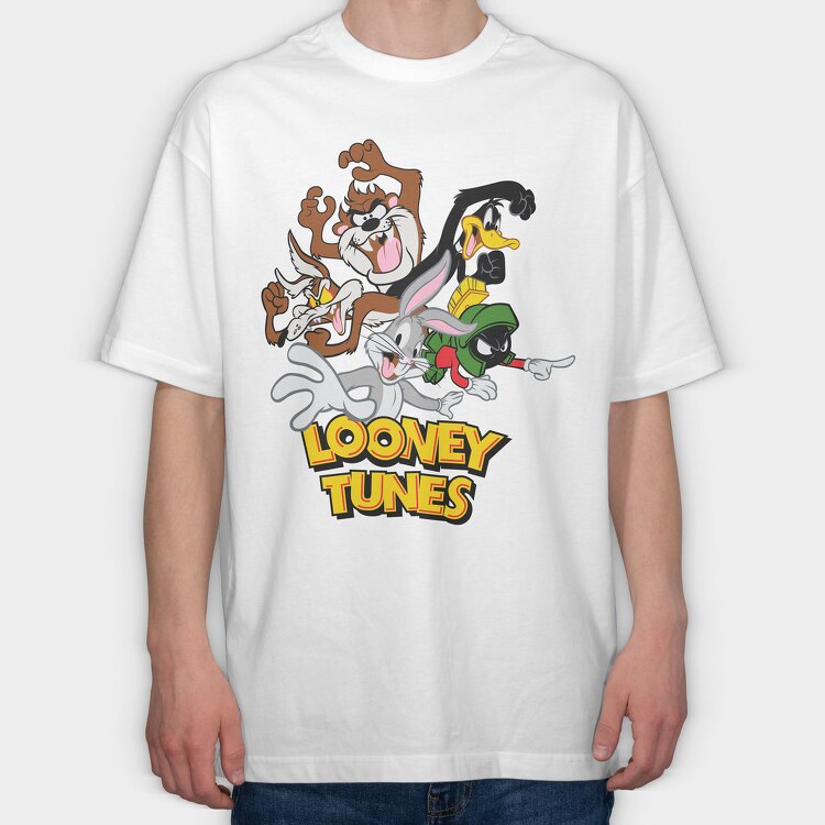 Looney Tunes Party Ride, Tricou Oversize Barbati (Unisex)