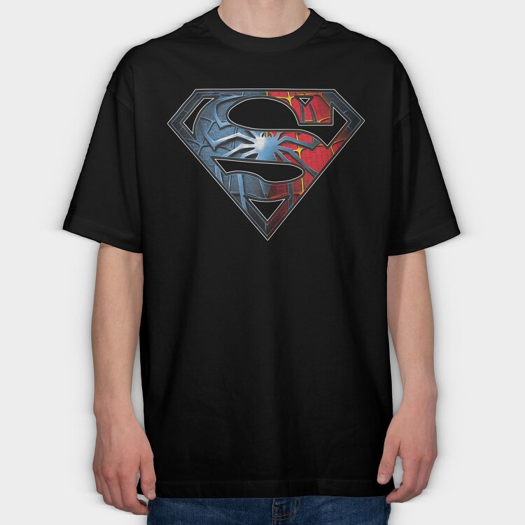Superman Spiderman Crossed Suit Eyes, Tricou Oversize Barbati (Unisex)