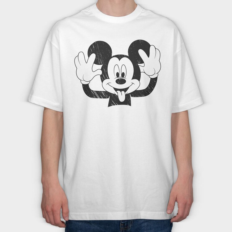 Mickey Mouse Waving Urban Art 99, Tricou Oversize Barbati (Unisex)