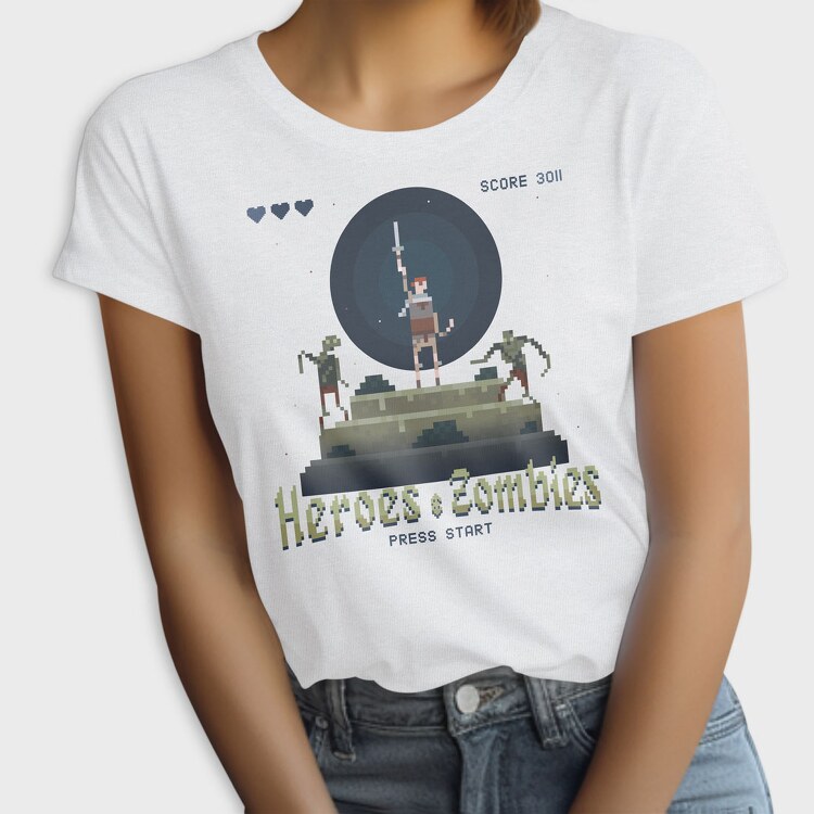 Heroes and Zombies Pixelart, Tricou Femei