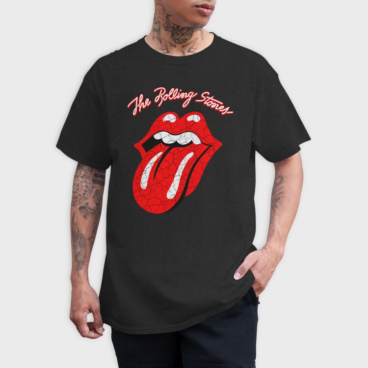 Rolling Stones Lips Red Crack Rock Ribbons, Tricou Barbati (Unisex)