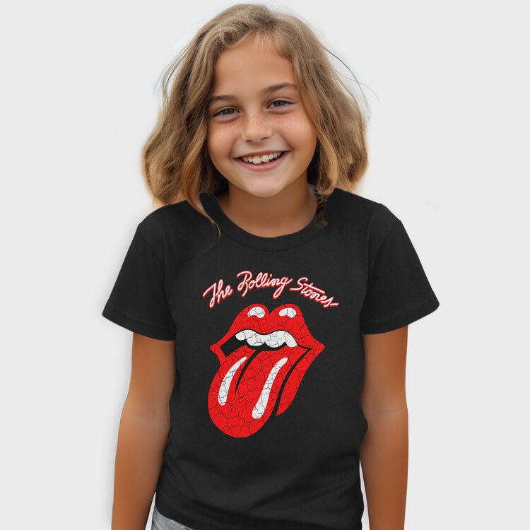 Rolling Stones Lips Red Crack Rock Ribbons, Tricou Copii