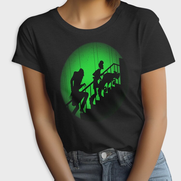 Zombie Walking Stairs Ghoul Green Light, Tricou Femei