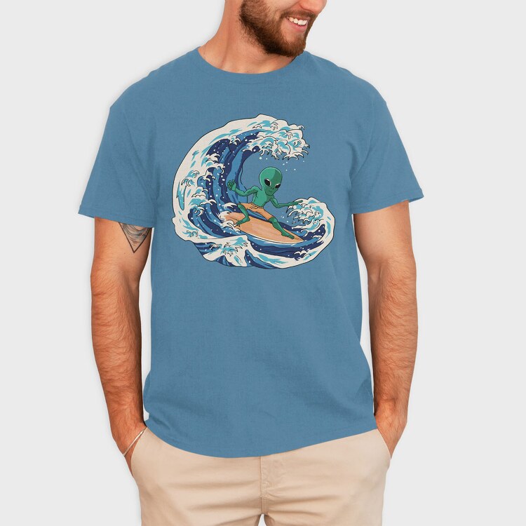 Surfing Alien, Tricou Barbati (Unisex)