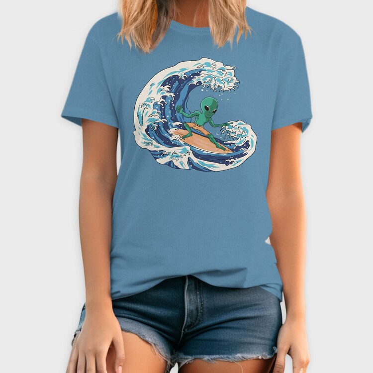 Surfing Alien, Tricou Barbati (Unisex)