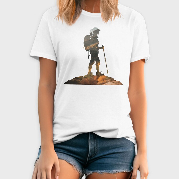 Hiking Woman Mountains Exposure, Tricou Barbati (Unisex)