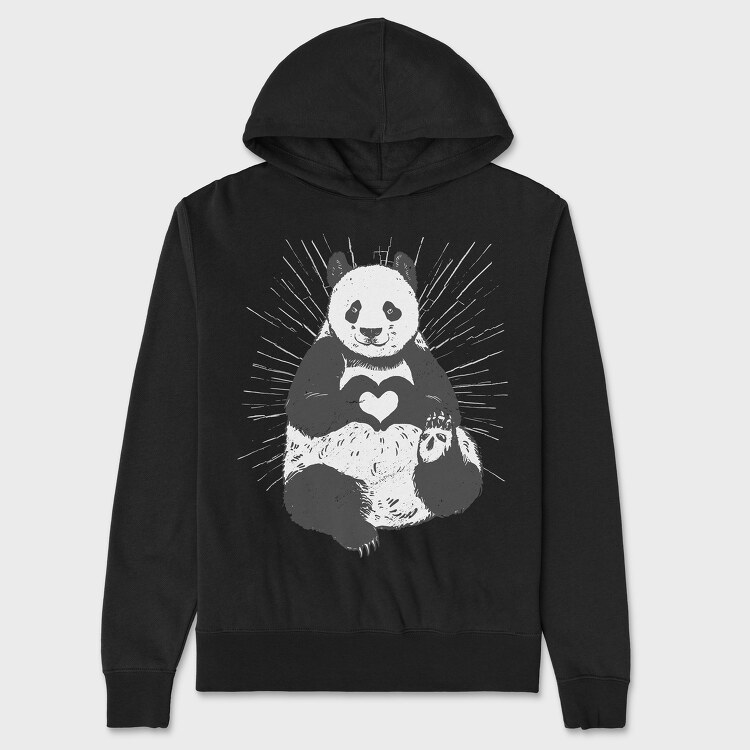 Panda Heart, Hanorac Oversize Barbati (Unisex)