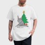 Cat Tangled in Christmas Lights, Tricou Barbati (Unisex)