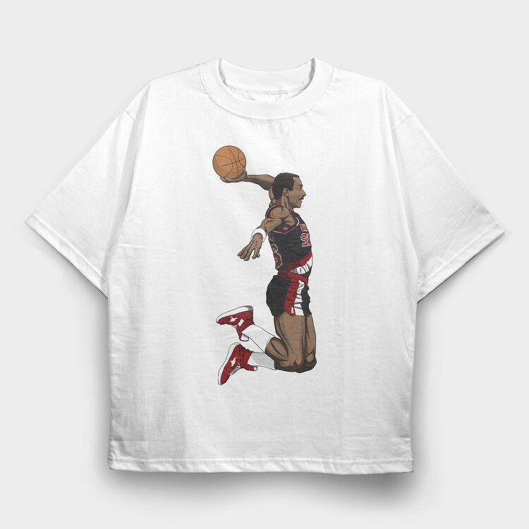 CLYDE DREXLER Art1, Tricou Oversize Barbati (Unisex)