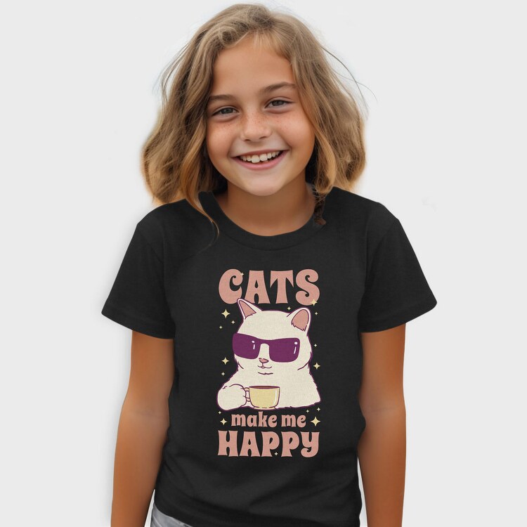 Cats Make Me Happy Coffee, Tricou Copii