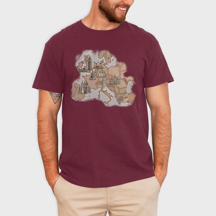 Europe Map, Tricou Barbati (Unisex)