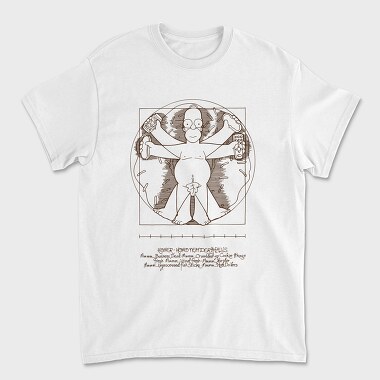 Tricou Barbati (Unisex), Homer Simpson Mensch Da Vinci Anatomie