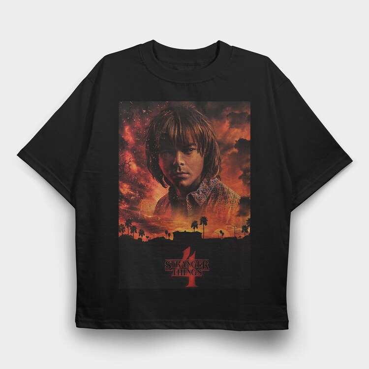 Stranger Things Fire, Tricou Oversize Barbati (Unisex)