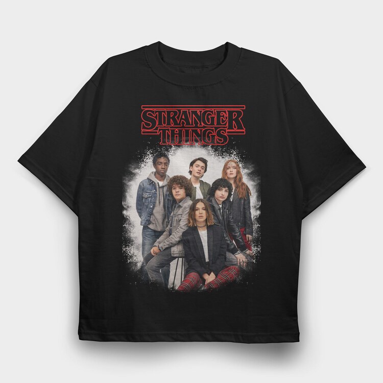 Stranger Things Group, Tricou Oversize Barbati (Unisex)