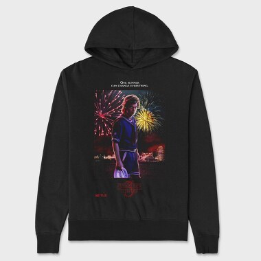 Stranger Things Halftone Fireworks, Hanorac Oversize Barbati (Unisex)