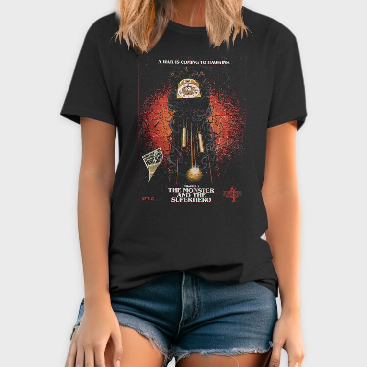 Stranger Things Clock Illustration, Tricou Barbati (Unisex)