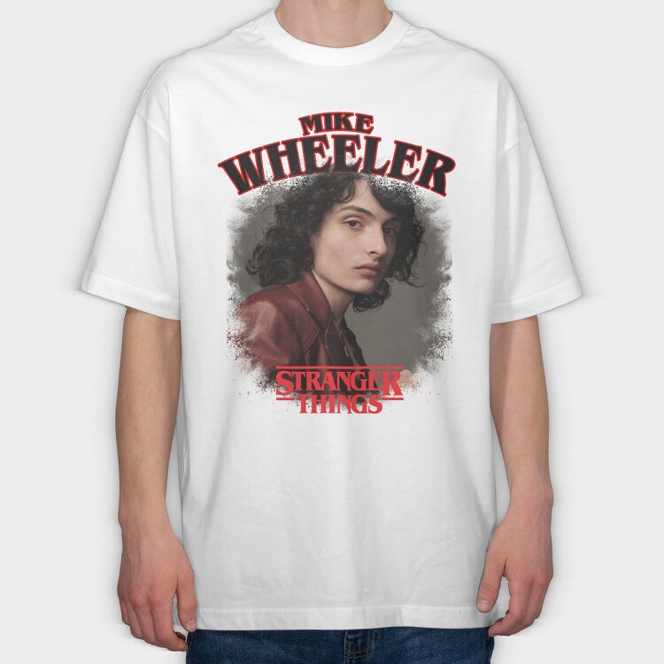 Mike Wheeler Halftone, Tricou Oversize Barbati (Unisex)