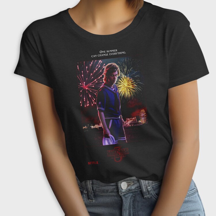 Stranger Things Halftone Fireworks, Tricou Femei