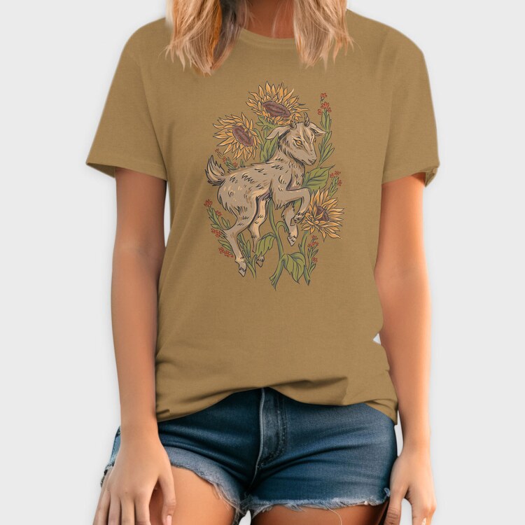 Baby Goat Sunflowers, Tricou Barbati (Unisex)