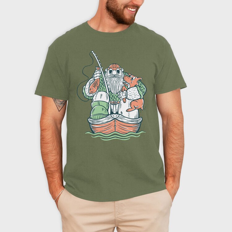 Fisherman and Dog, Tricou Barbati (Unisex)