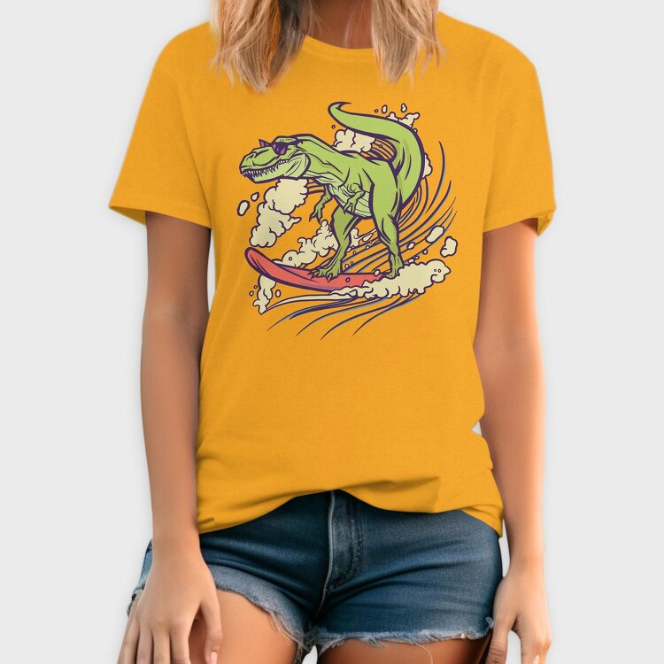 Dinosaur Surfing, Tricou Barbati (Unisex)