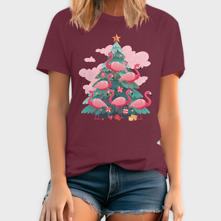 Flamingos Christmas Tree, Tricou Barbati (Unisex)