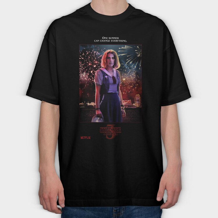 Stranger Things Fireworks, Tricou Oversize Barbati (Unisex)