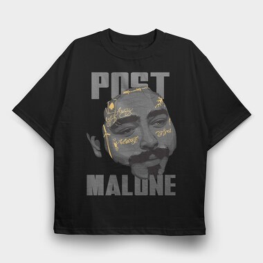 19153 Post Malone Tattoo, Tricou Oversize Barbati (Unisex)