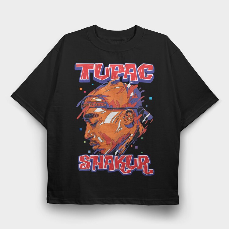 19182 Tupac Shakur, Tricou Oversize Barbati (Unisex)