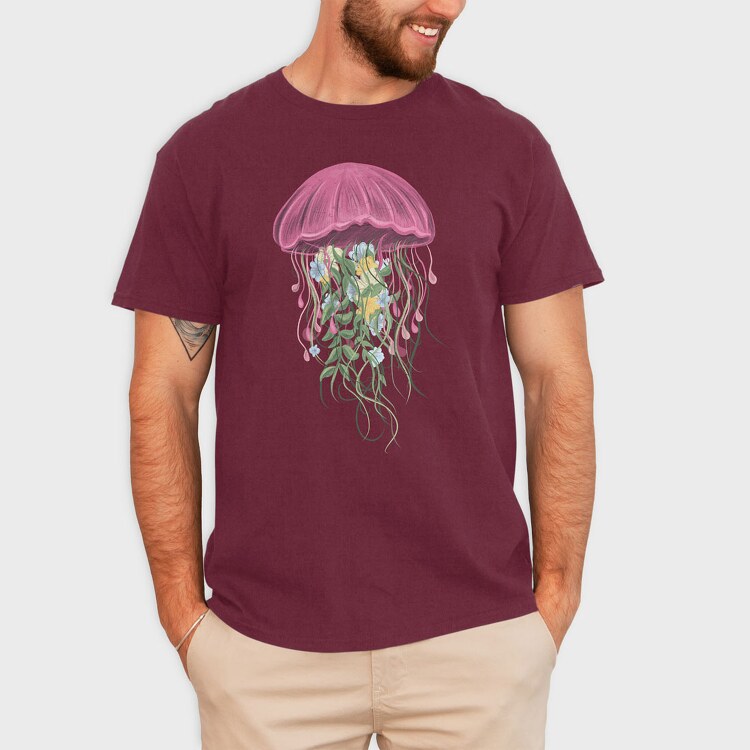 Jellyfish and Flowers, Tricou Barbati (Unisex)