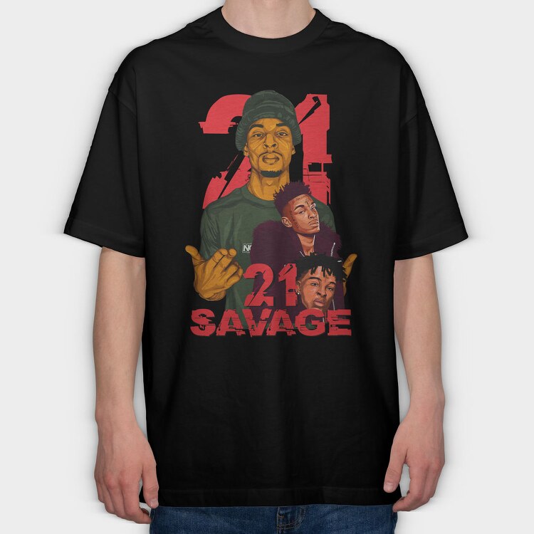 19108 21 Savage Rap, Tricou Oversize Barbati (Unisex)