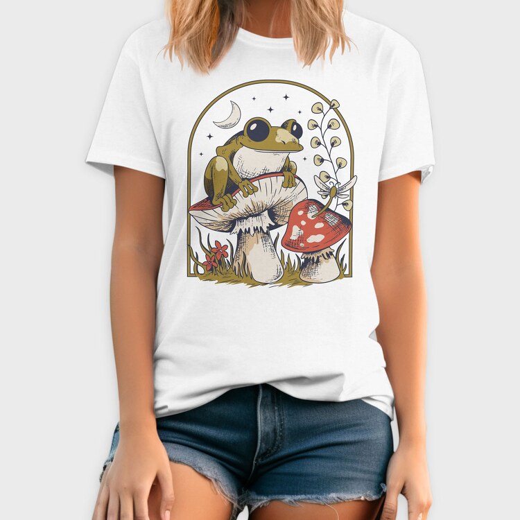 Frog and Mushrooms Vintage Draw, Tricou Barbati (Unisex)