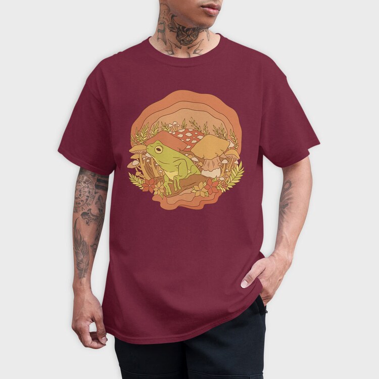 Frog and Mushrooms Vintage, Tricou Barbati (Unisex)