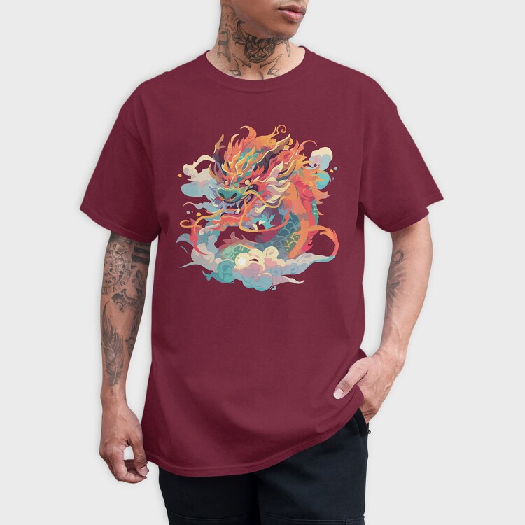 Colorful Dragon Chinese, Tricou Barbati (Unisex)