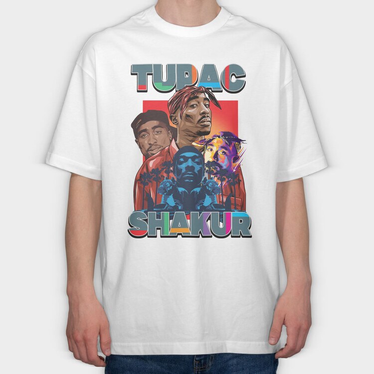 19181 Tupac Shakur Hip Hop, Tricou Oversize Barbati (Unisex)