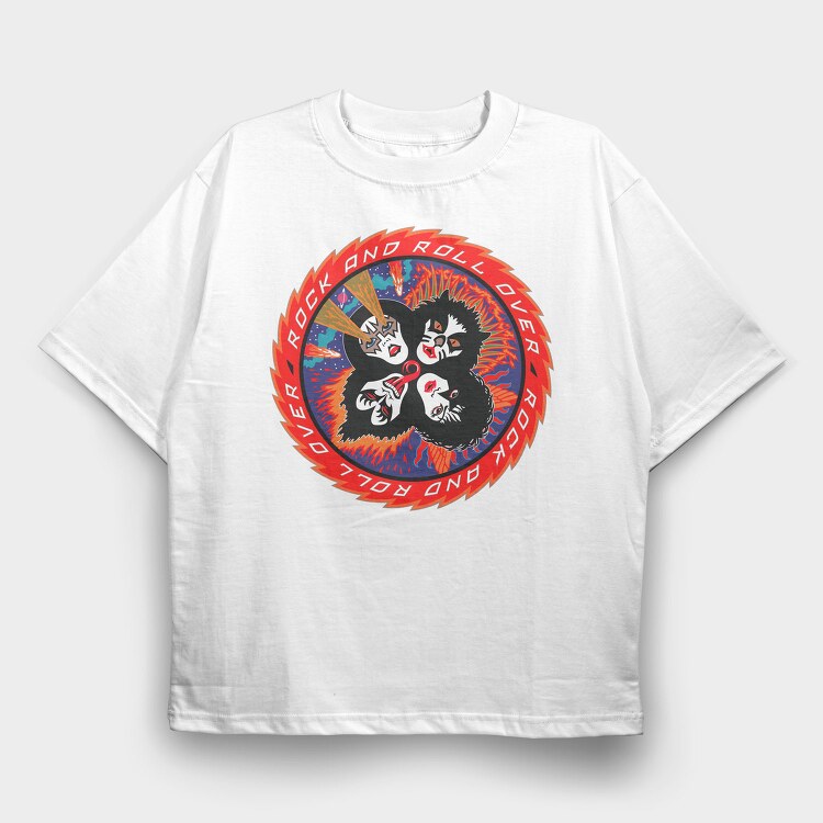 KISS Rock N Roll, Tricou Oversize Barbati (Unisex)
