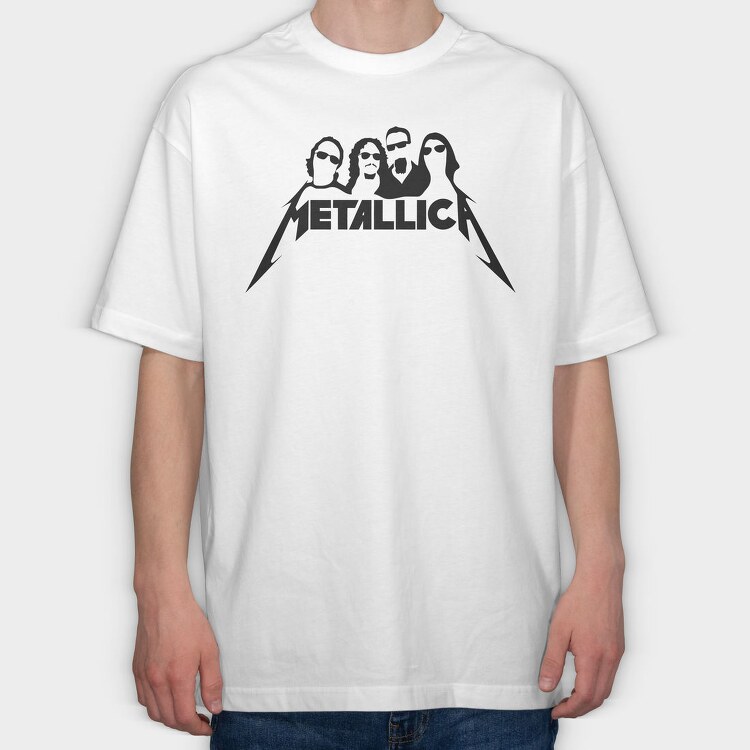 METALLICA B&W, Tricou Oversize Barbati (Unisex)